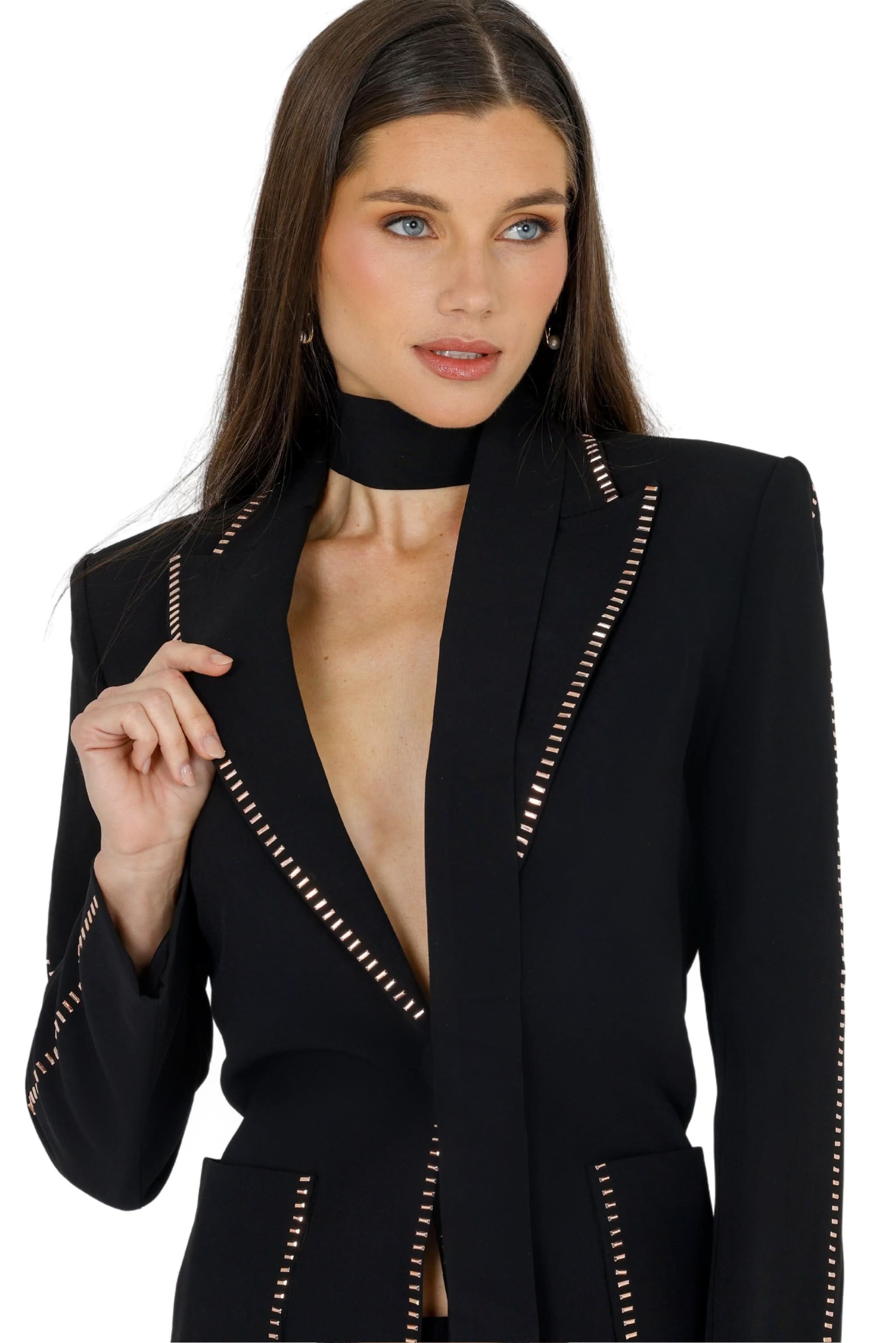 Pamela Blazer – Belted Notch Lapel – White – BANQHUM