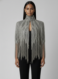 Argenté Cascade Cape – Hand-Beaded Silver Evening Cape – BANQHUM