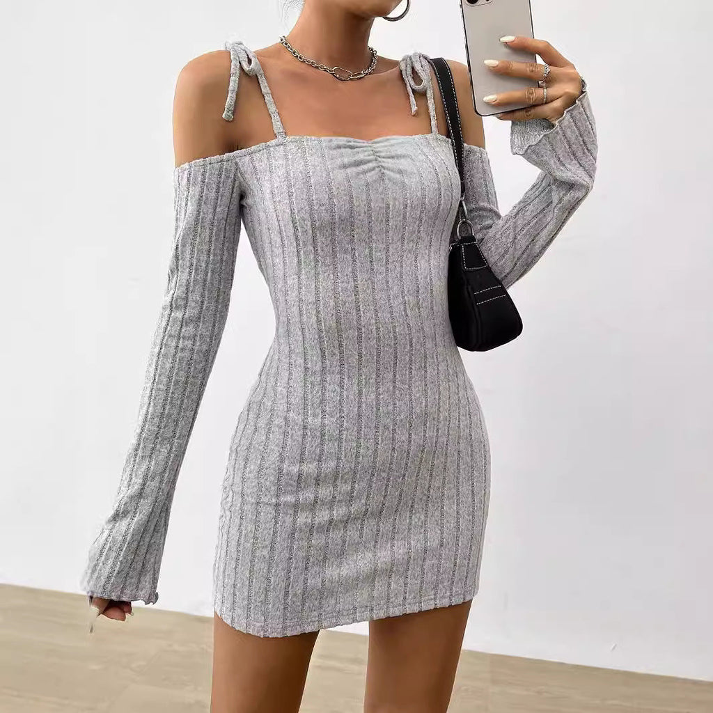 Elegant Strap Dress - Boat Neck