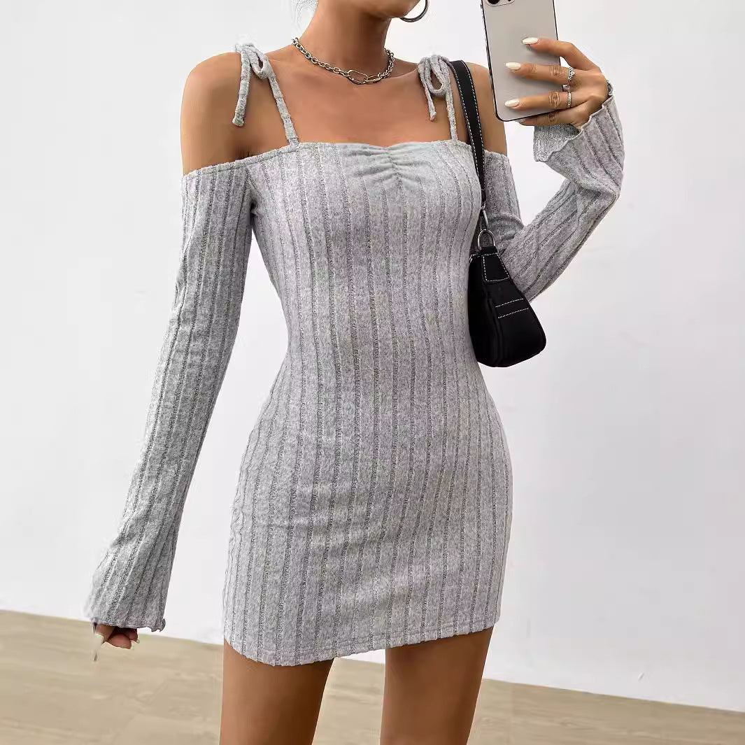 Elegant Strap Dress - Boat Neck