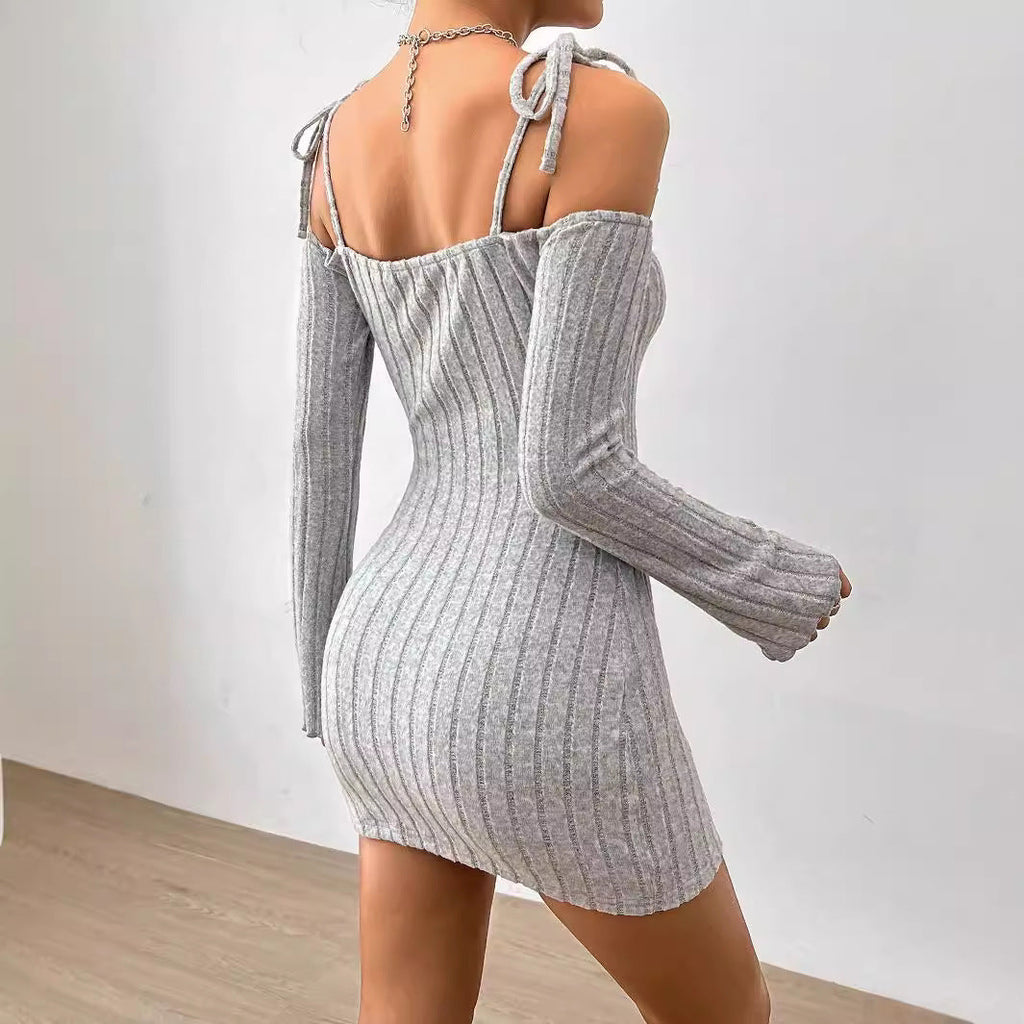 Elegant Strap Dress - Boat Neck