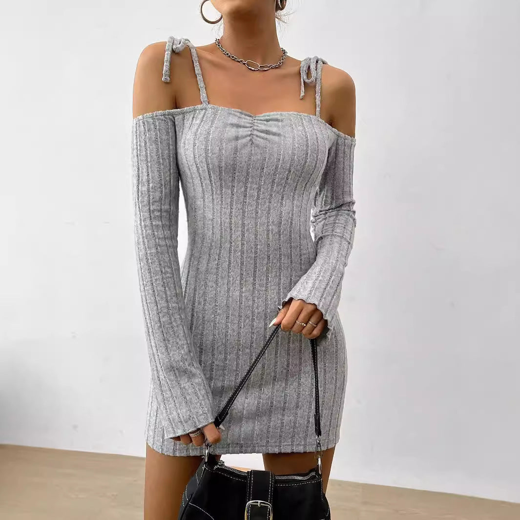 Elegant Strap Dress - Boat Neck