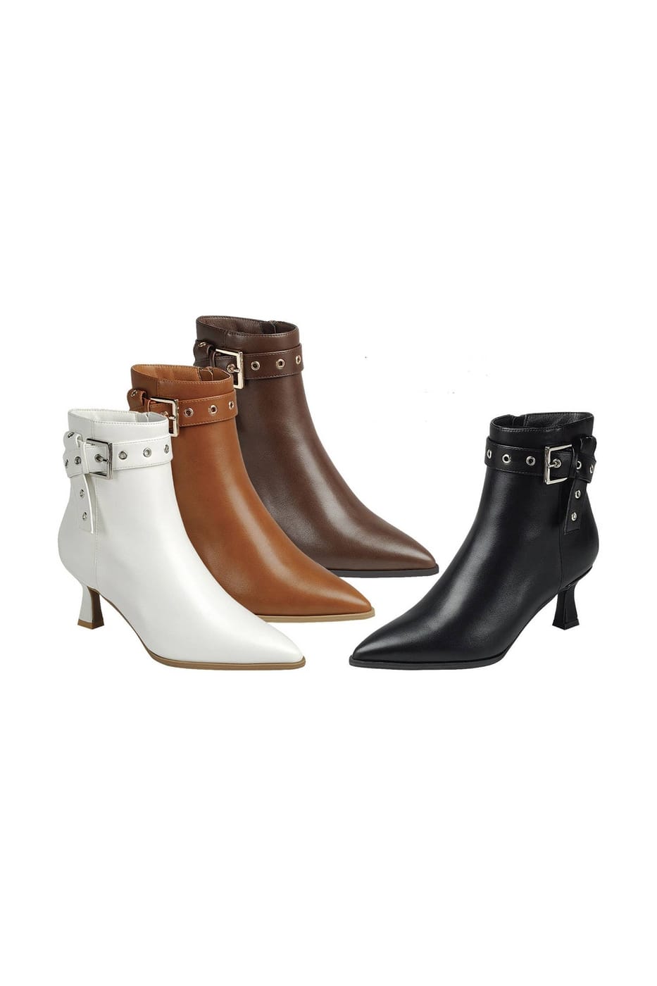 Pointed Toe Ankle Bootie – Belt Detail – BANQHUM