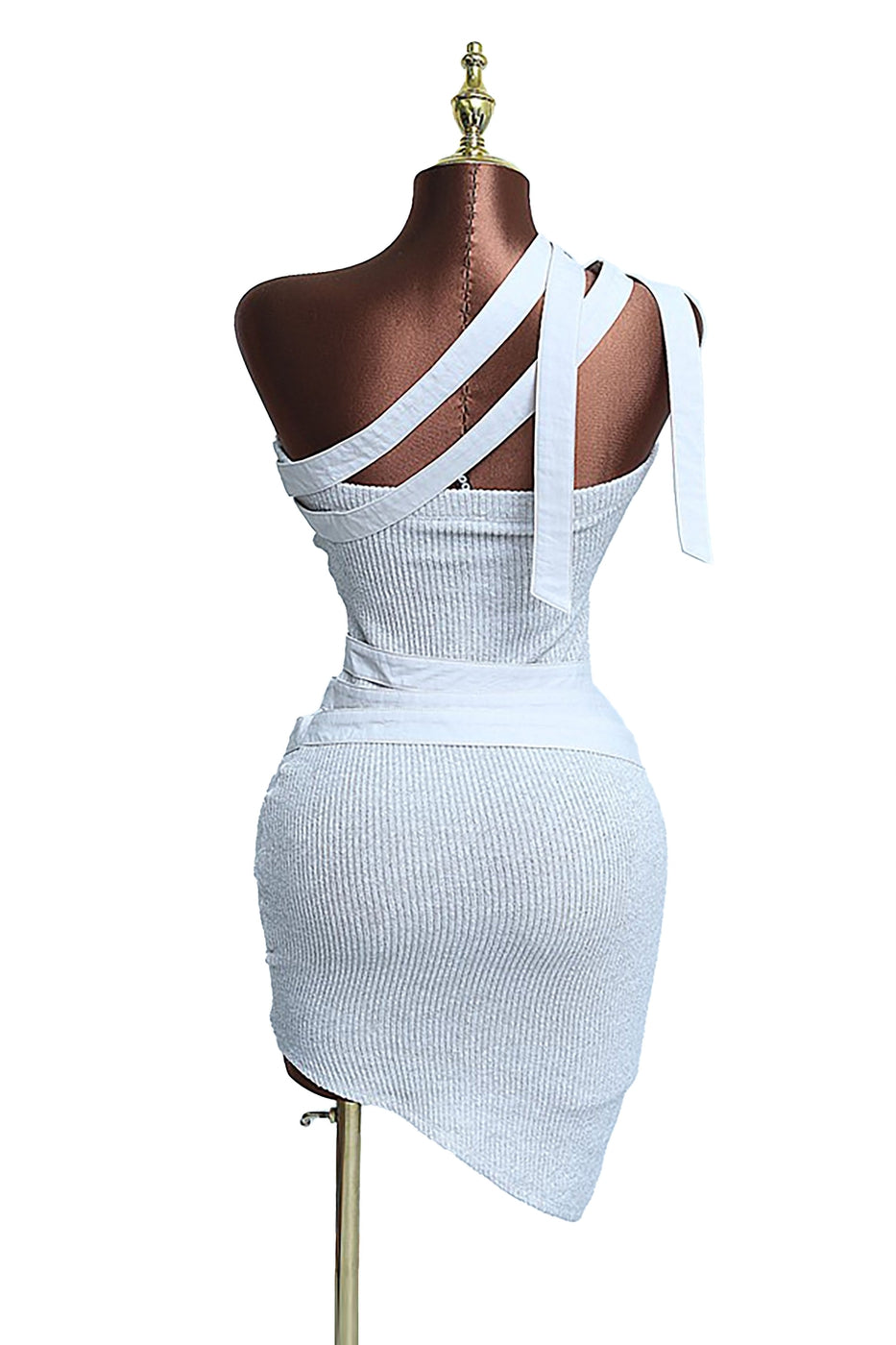 One Shoulder Buckle Detail Mini Dress – Asymmetrical – BANQHUM