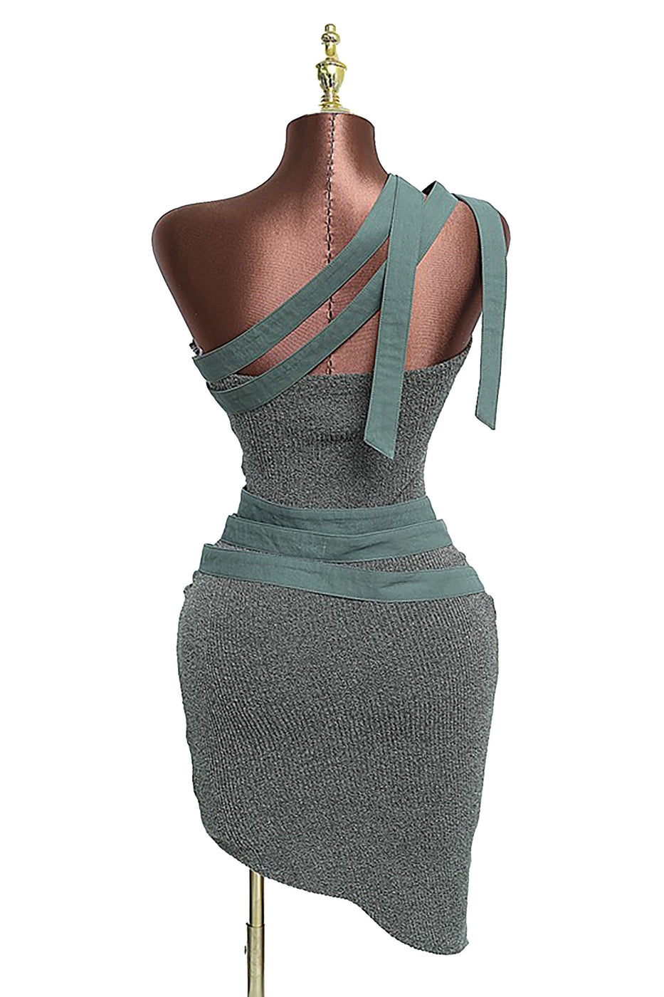 One Shoulder Buckle Detail Mini Dress – Asymmetrical – BANQHUM