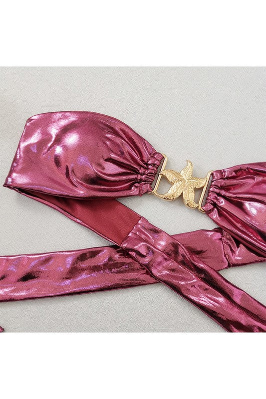 Metallic Bikini Set – Tube Swimsuit – Shiny 2-Piece – BANQHUM