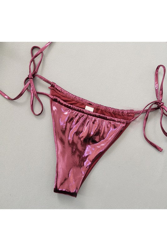 Metallic Bikini Set – Tube Swimsuit – Shiny 2-Piece – BANQHUM